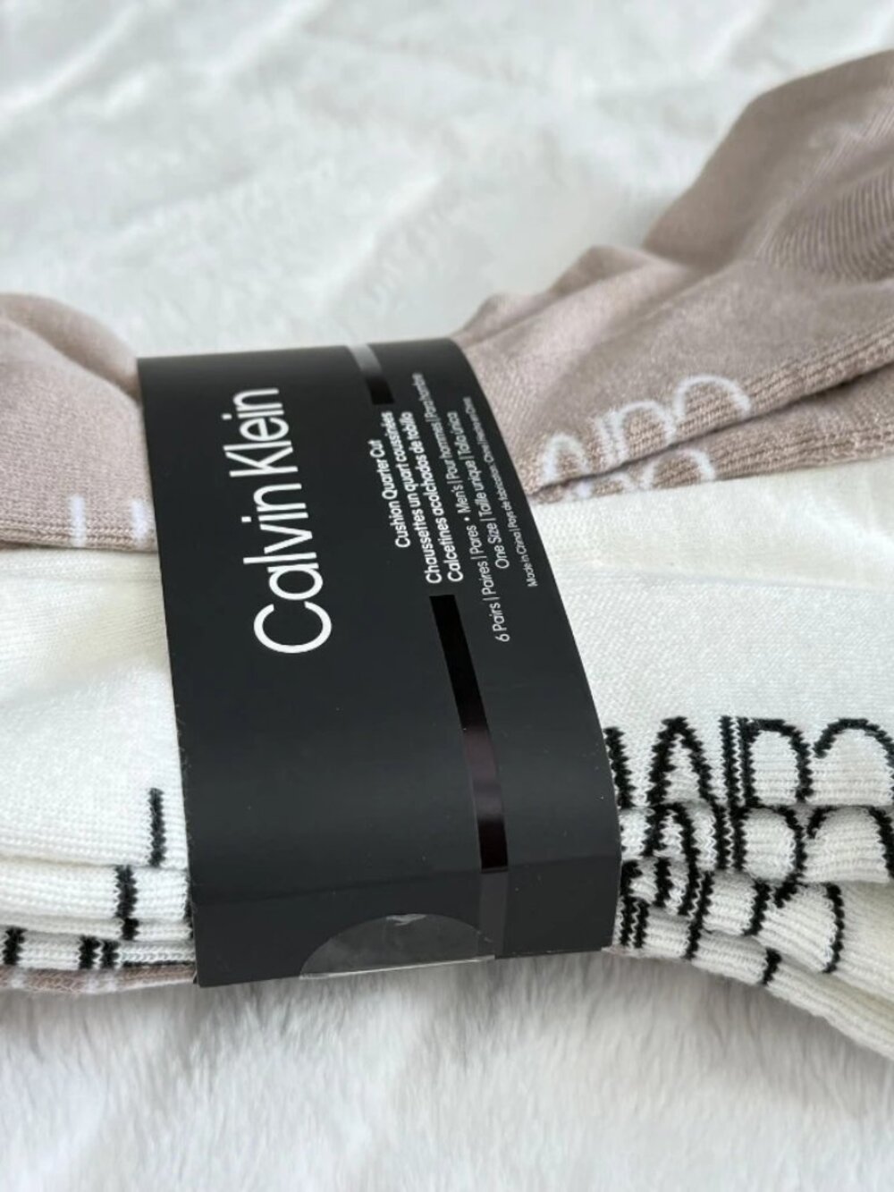 Calvin Klein Men's Cushion Quarter Cut Socks 6 Pair Pack Assorted White Beige NW - Picture 3 of 7
